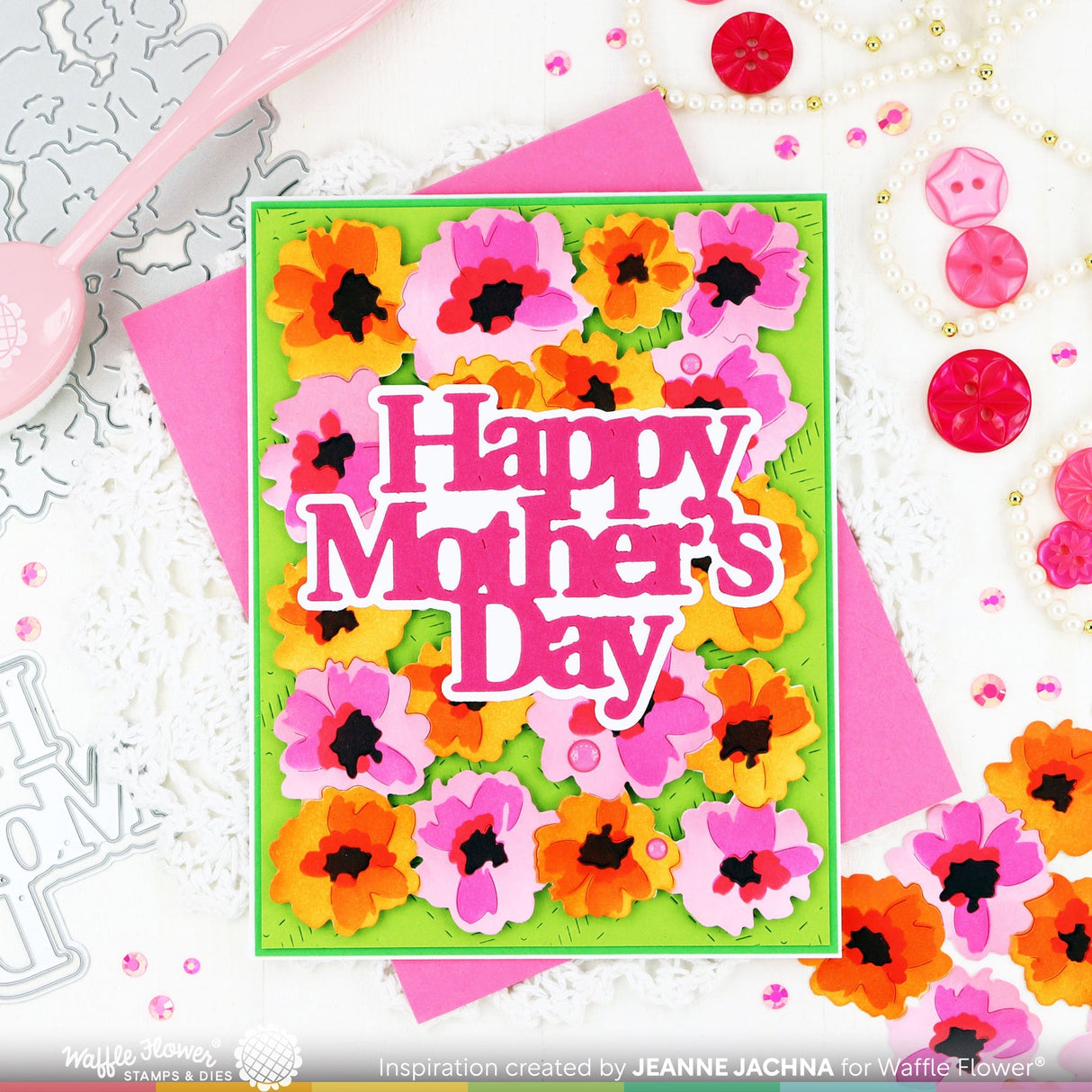 Waffle Flower Painted Flowers Background Die and Stencil Bundle