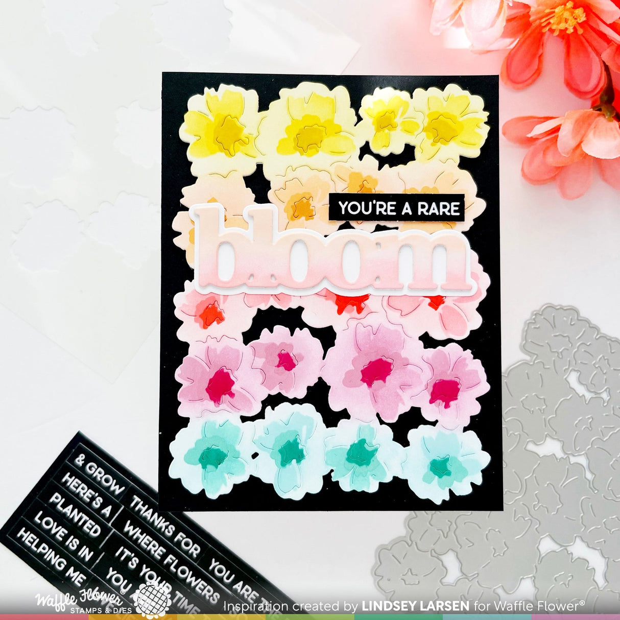 Waffle Flower Painted Flowers Background Die and Stencil Bundle