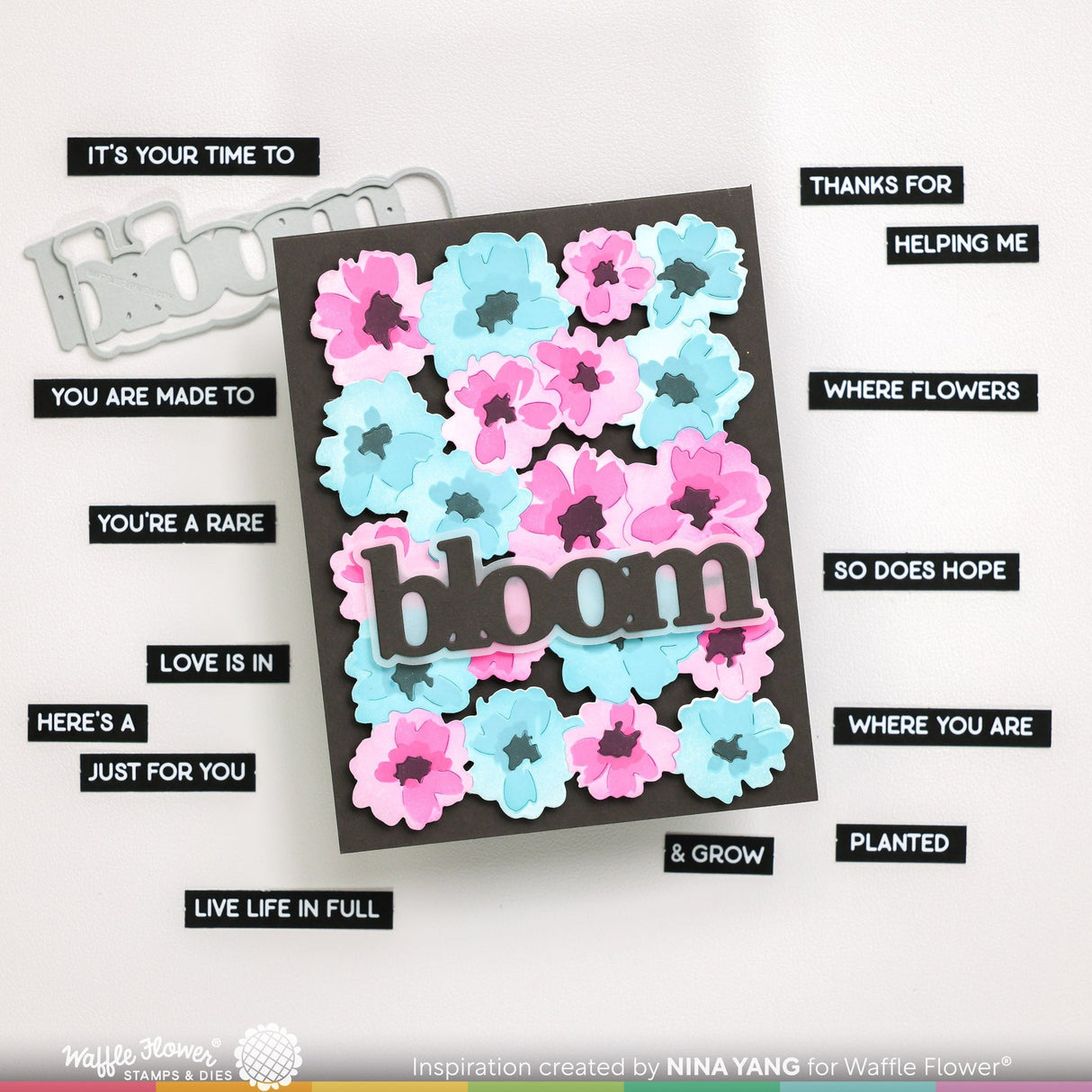 Waffle Flower Painted Flowers Background Die and Stencil Bundle