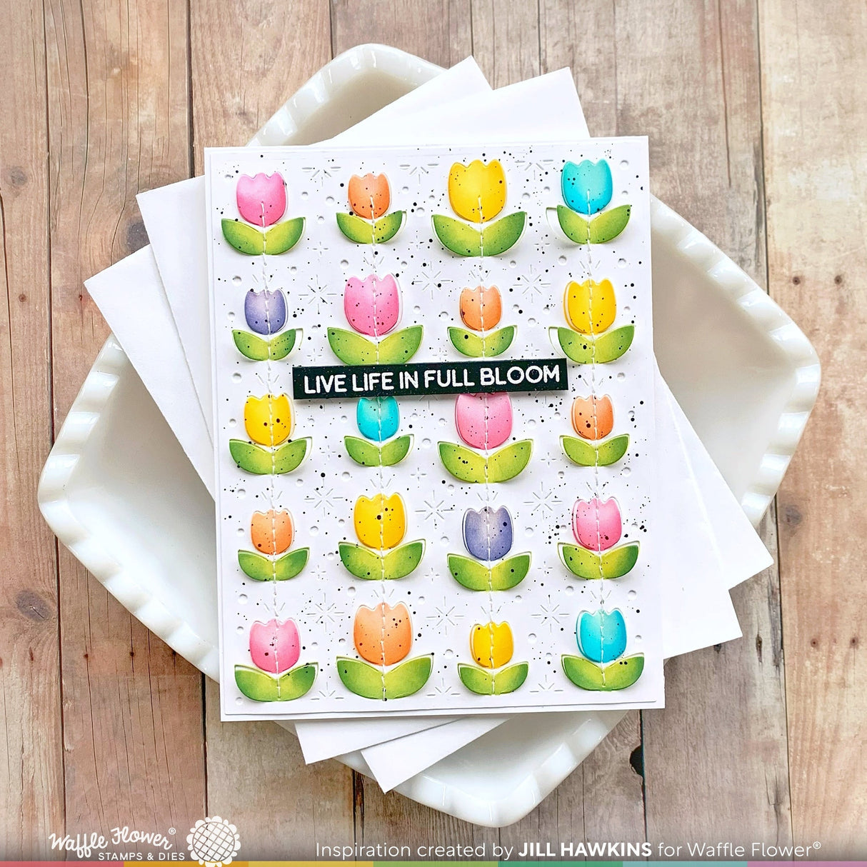 Waffle Flower Pop Up Tulips Panel Die & Lovely Tulips Stencil Combo