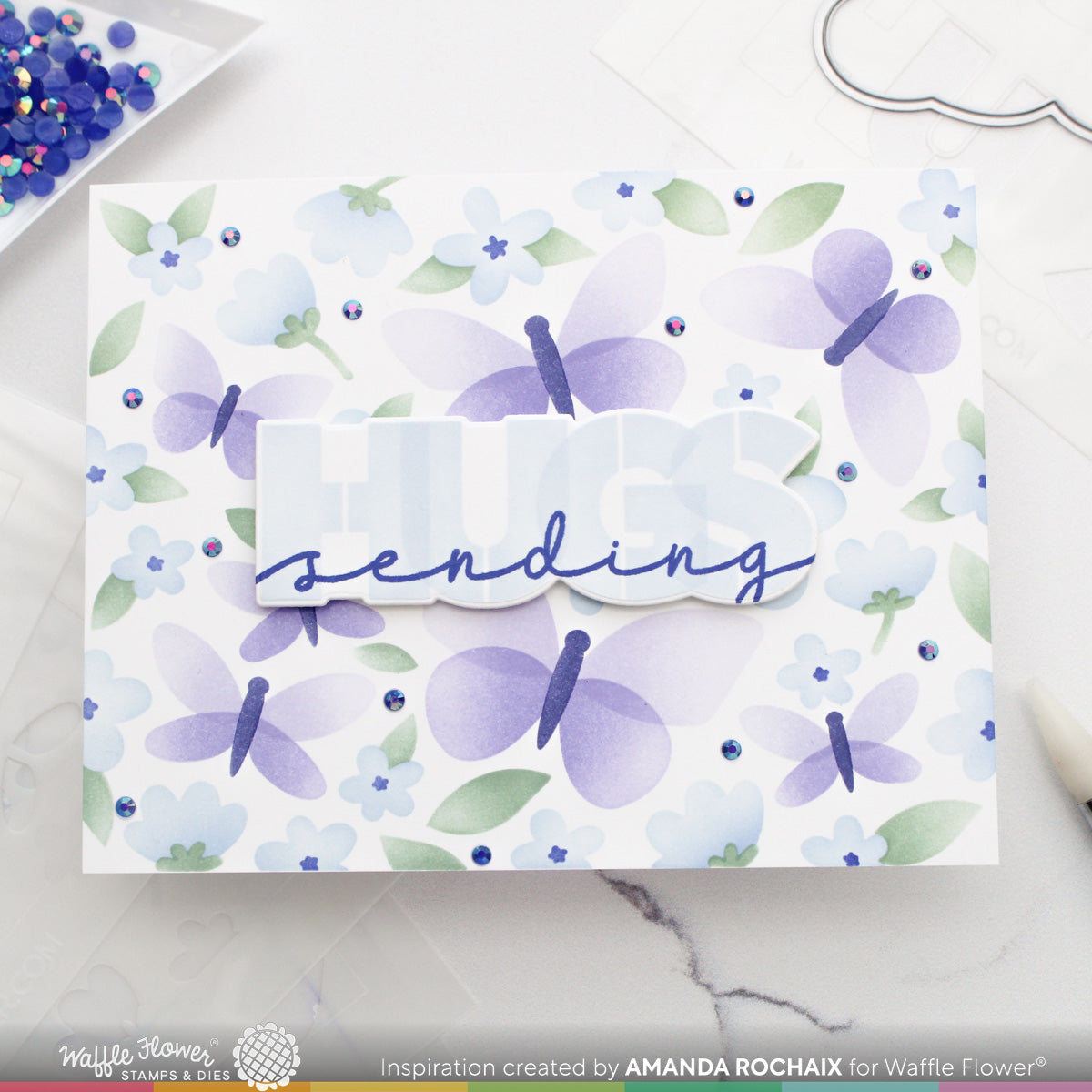 Waffle Flower Postage Collage Spring Breeze Stencil