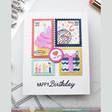 Waffle Flower Postage Collage Cupcake Stencil