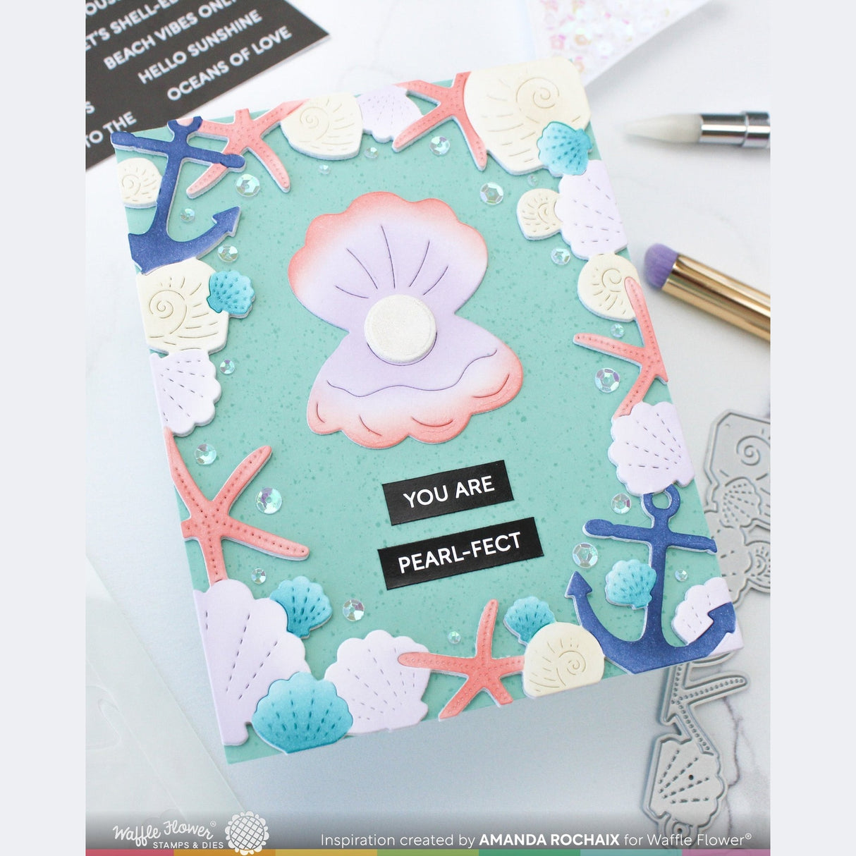 Waffle Flower Seashell Frame Die