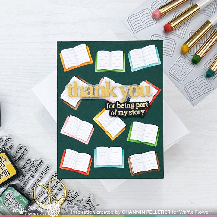 Waffle Flower Two-tone Books Stencil