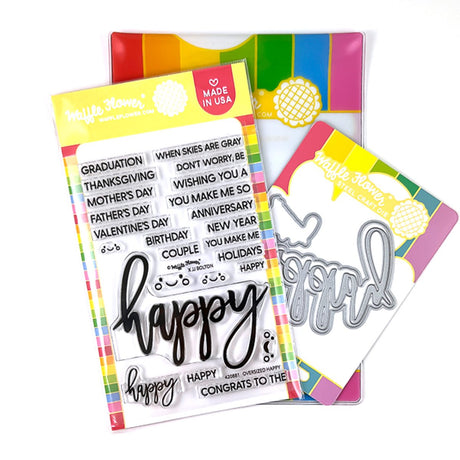 Waffle Flower Oversized Happy Combo Stamp and Die Set
