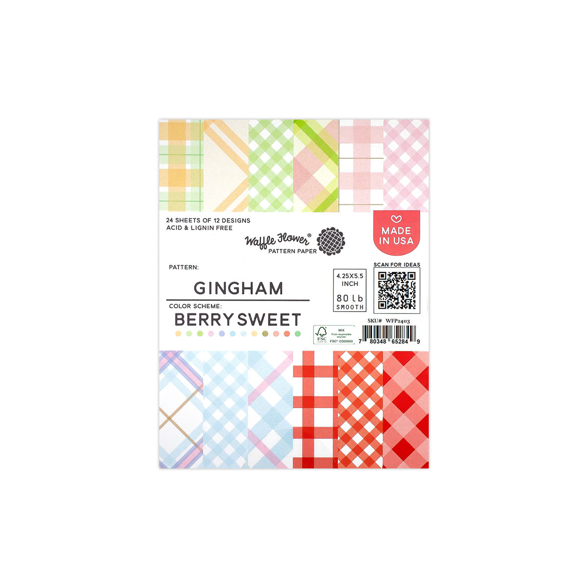 Waffle Flower Berry Sweet Gingham Paper Pad 4.25 x 5.5