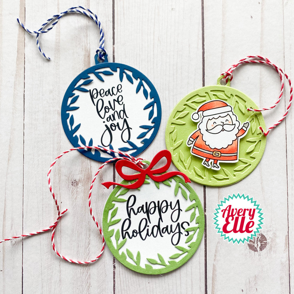 Avery Elle Wreath Tag Sentiments Clear Stamp & Die Set Bundle