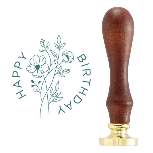 Spellbinders Wildflower Happy Birthday Brass Wax Seal with Handle - Sealed by Spellbinders Collection