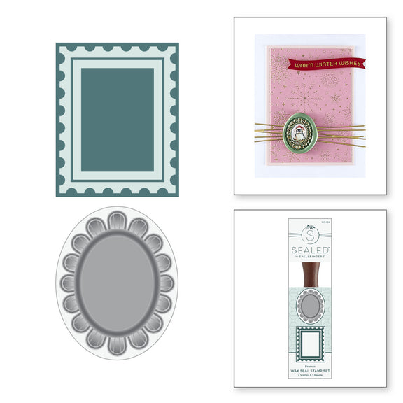 Spellbinders 2 Pack Frames Wax Seal Stamps from the Holiday Magic Collection