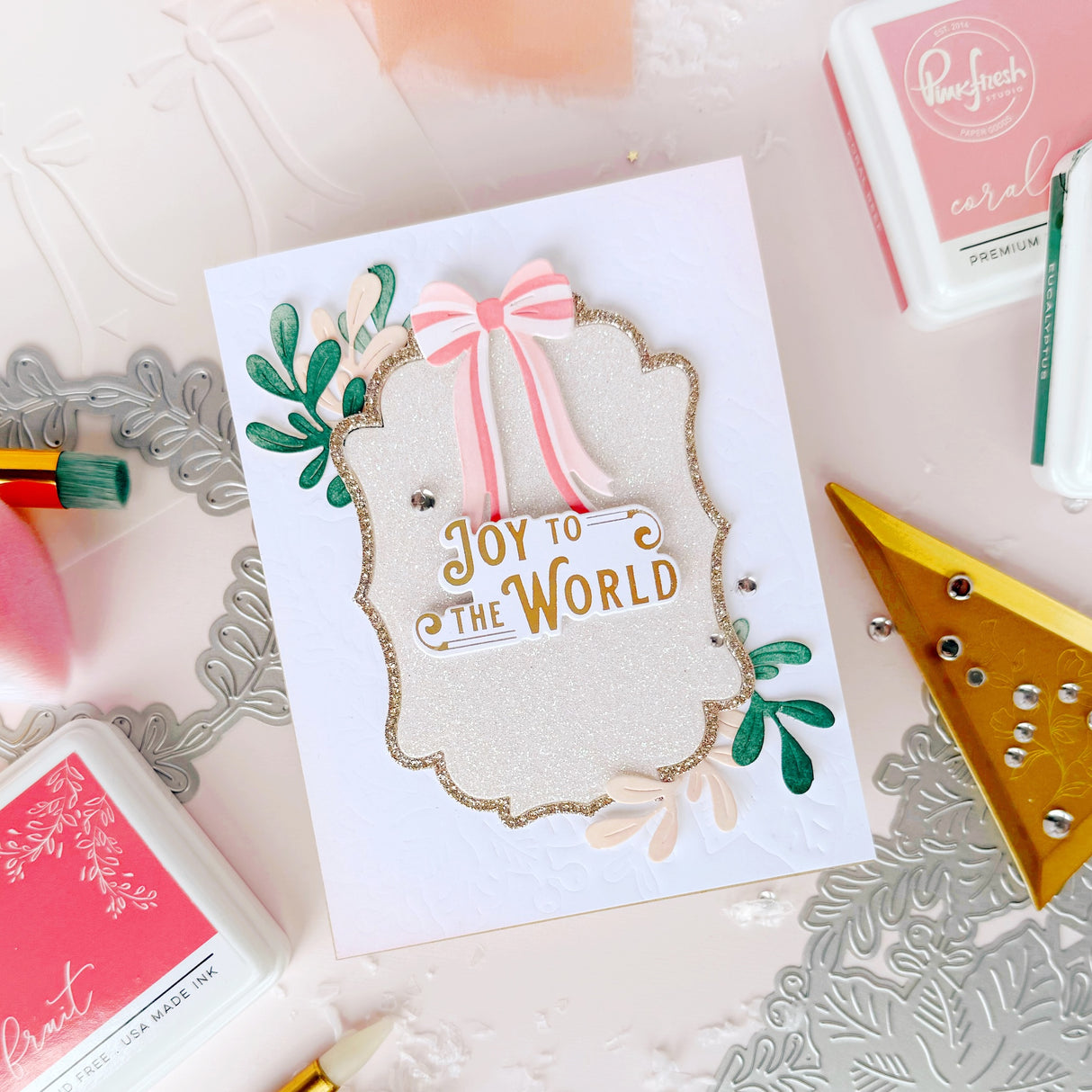 Pinkfresh Studio Tied with Cheer die & stencil bundle