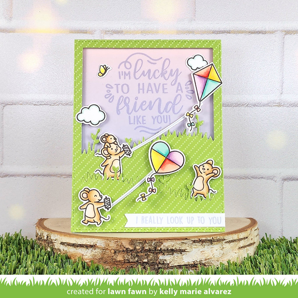 Lawn Fawn Give it a Whirl Messages: Friends Stamp and Die Set Bundle