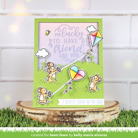 Lawn Fawn Give it a Whirl Messages: Friends Stamp and Die Set Bundle