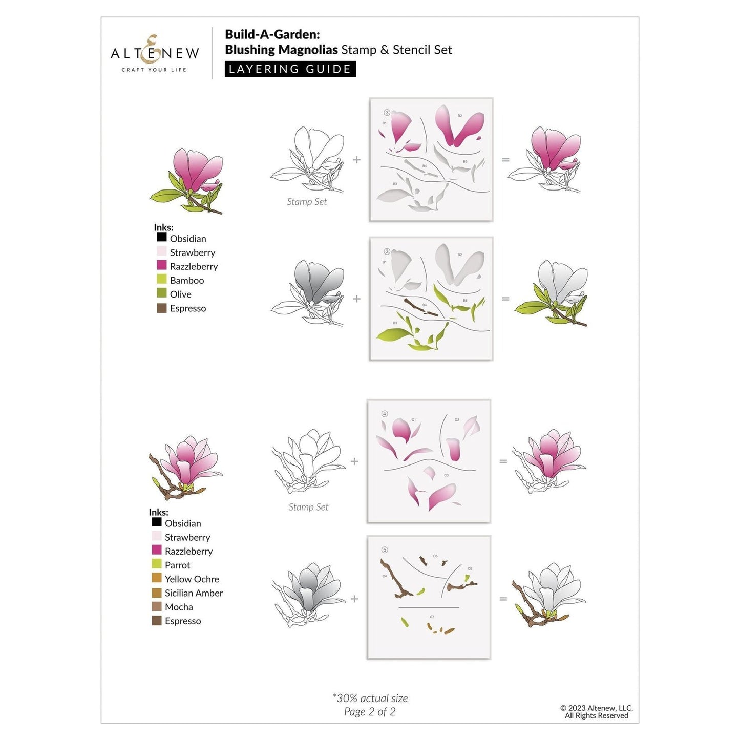 Altenew Build-a-Garden: Blushing Magnolias Stamp, Die & Stencil Bundle