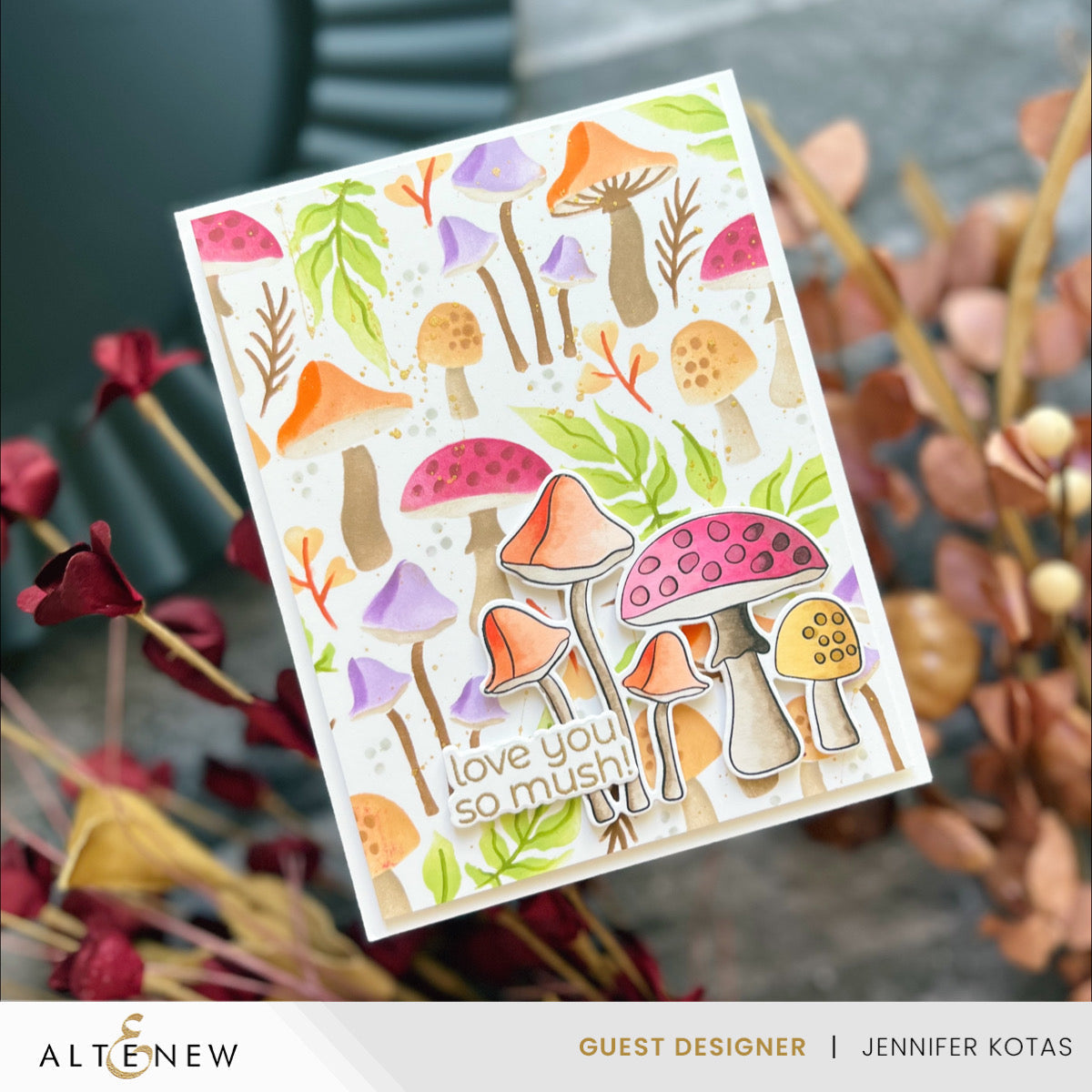 Altenew Mushroom Greetings Stamp, Die and Stencil Bundle