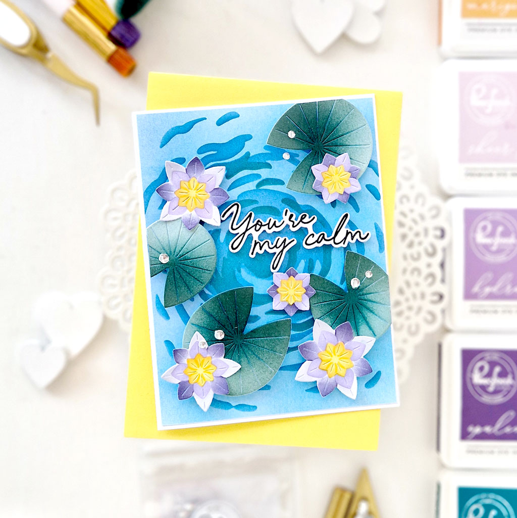 Pinkfresh Studio Tranquil Water Lilies stencil