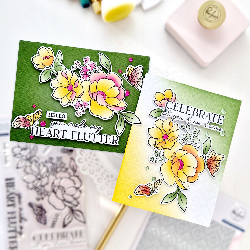 Pinkfresh Studio Butterflies in Bloom Stamp, Die, Stencil & Press Plate Bundle