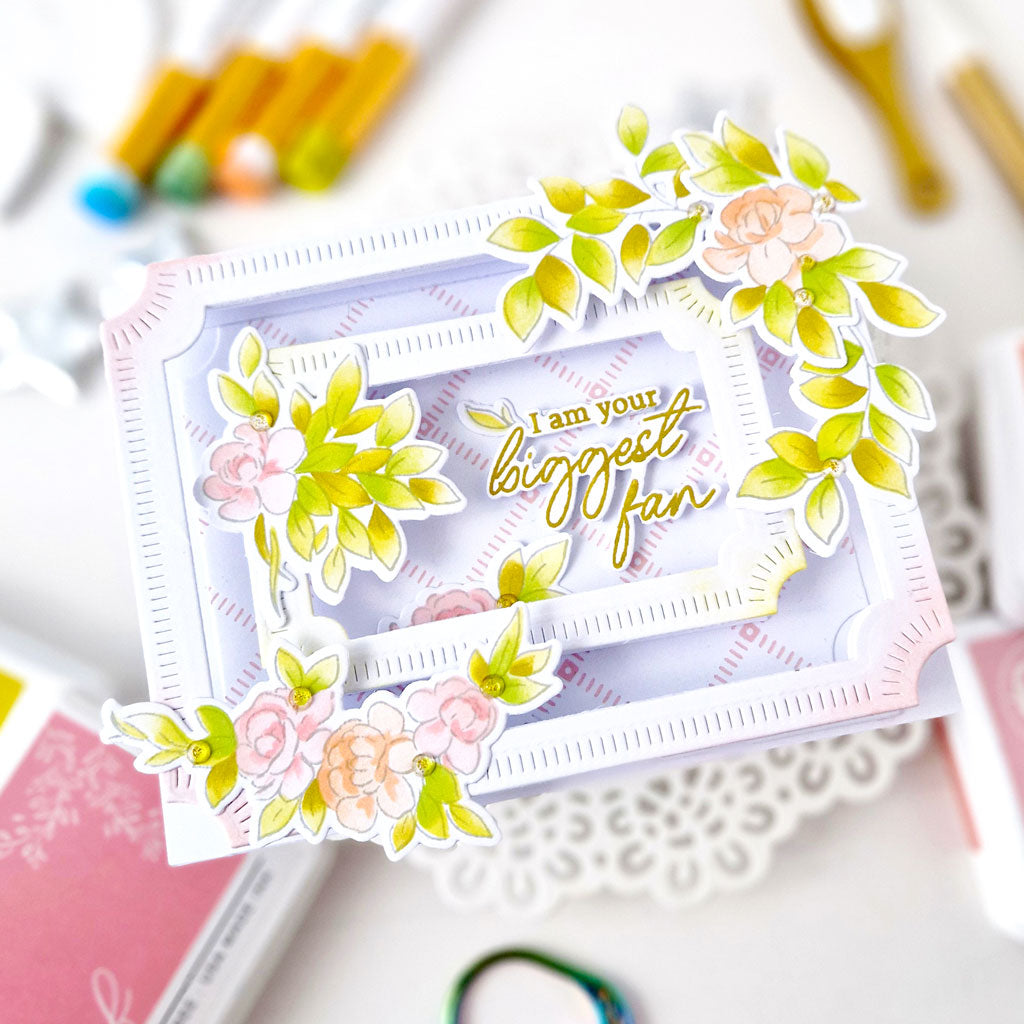 Pinkfresh Studio Vines & Roses Stamp, Die, Stencil and Washi Bundle