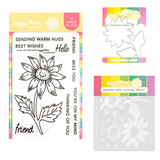 Waffle Flower Sketched Aster Stamp, Die & Stencil Bundle