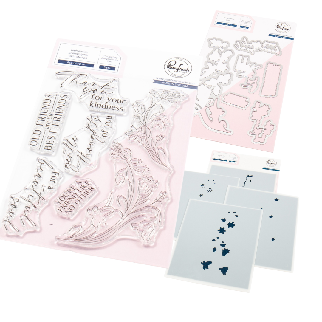 Pinkfresh Studio Beautiful Soul Stamp, Die & Stencil Bundle