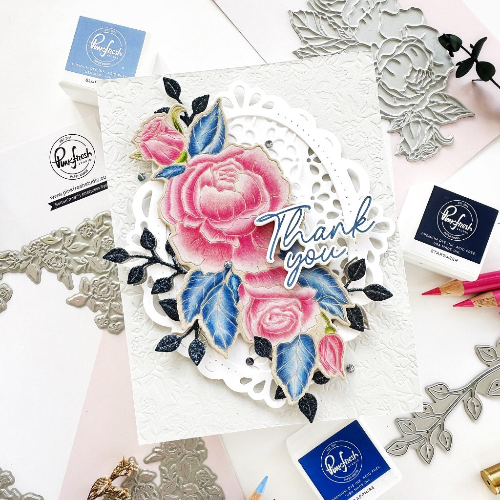 Pinkfresh Studio Beautiful Roses Press Plate & Die Set Bundle