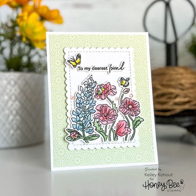 Honey Bee Bees & Bonnets 5 x 6 Stamp Set, Die & Stencil Bundle