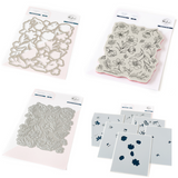 Pinkfresh Studio Breezy Blossoms Stamp, Die, Stencil & Press Plate Bundle