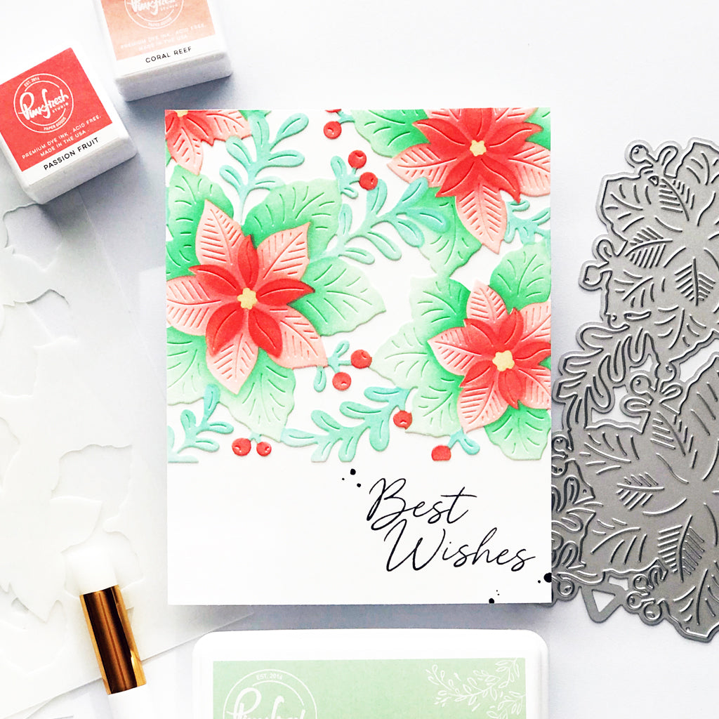 Pinkfresh Studio Whispers of Poinsettia stencil