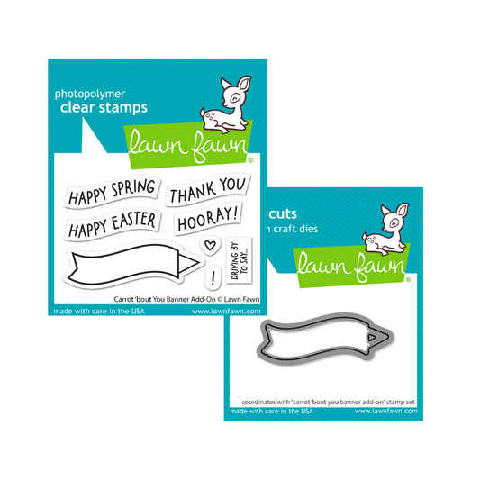 Lawn Fawn Carrot 'Bout You Banner Add-on Stamp and Die Set Bundle