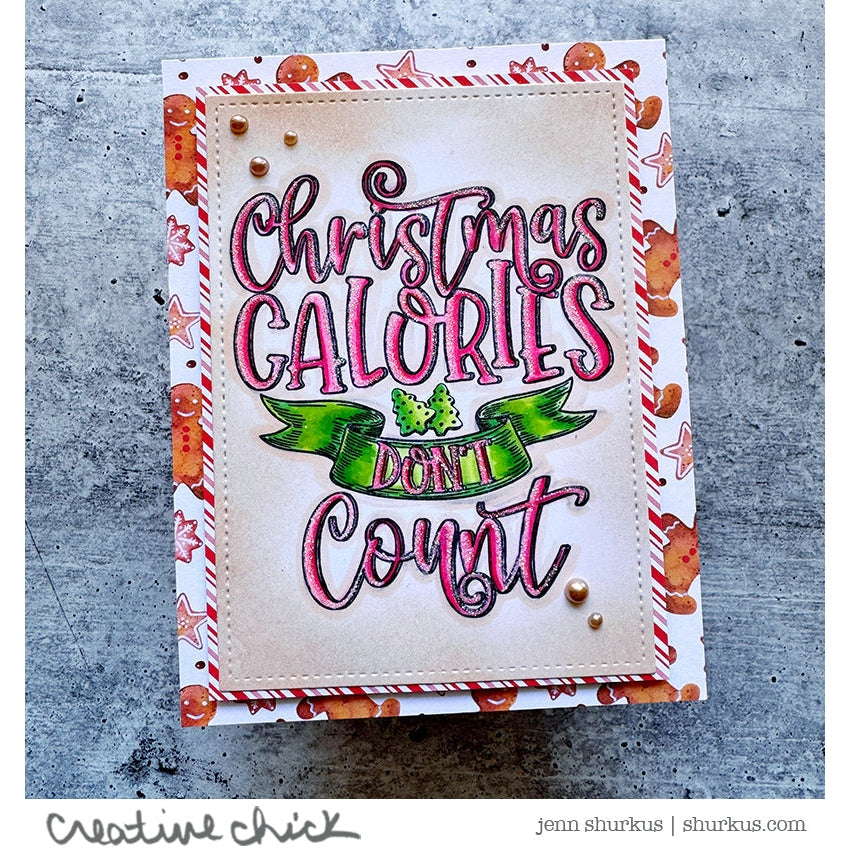 Honey Bee Christmas Calories Rubber Cling Background Stamp Set