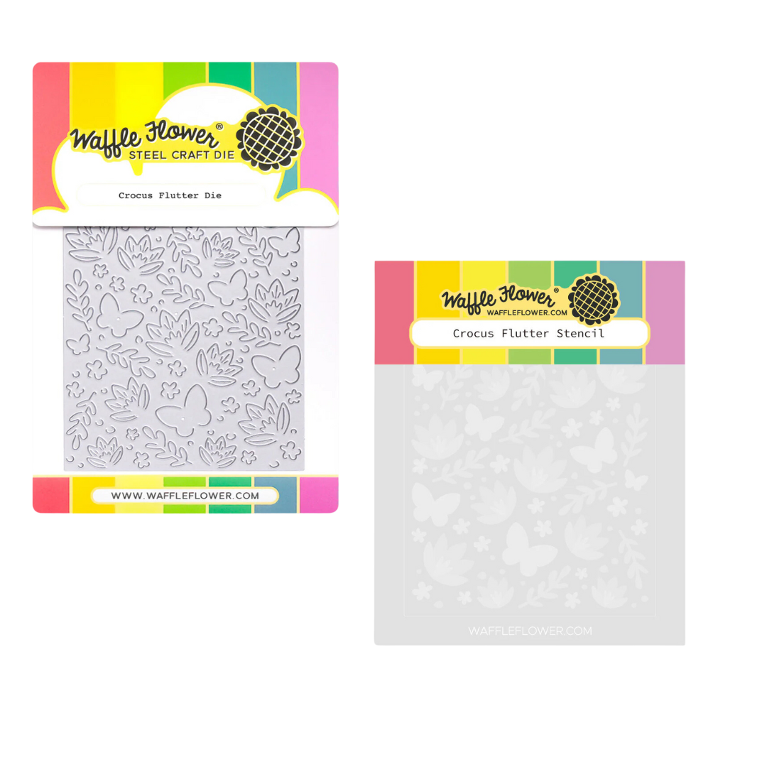 Waffle Flower Crocus Flutter Die & Stencil Bundle