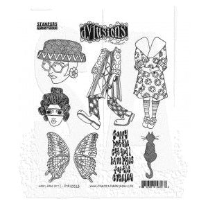 Stampers Anonymous Dyan Reaveley's Dylusions Cling Mount Stamps: Dinky Dolls Set 1