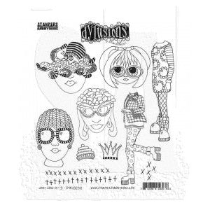 Stampers Anonymous Dyan Reaveley's Dylusions Cling Mount Stamps: Dinky Dolls Set 3