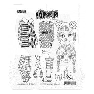 Stampers Anonymous Dyan Reaveley's Dylusions Cling Mount Stamps: Dinky Dolls Set 4