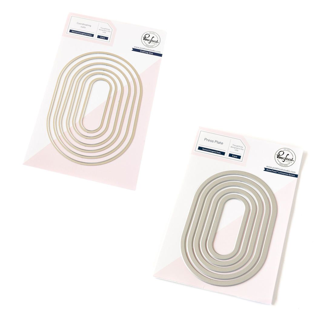 Pinkfresh Studio Nested Elongated Ovals Die & Press Plate Bundle