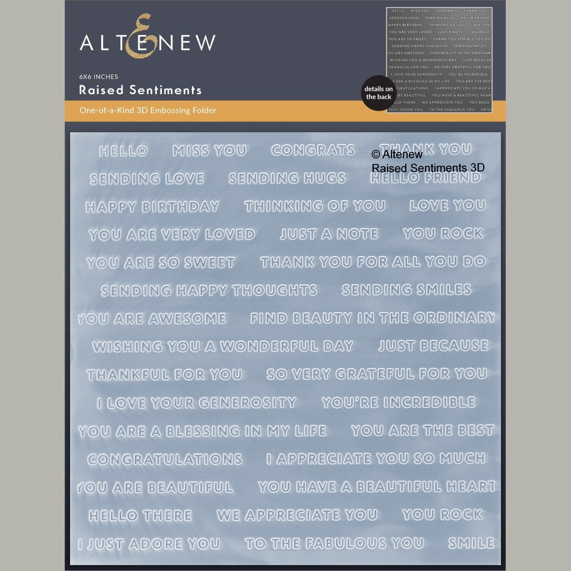 Altenew Raised Sentiments 3D Embossing Folder