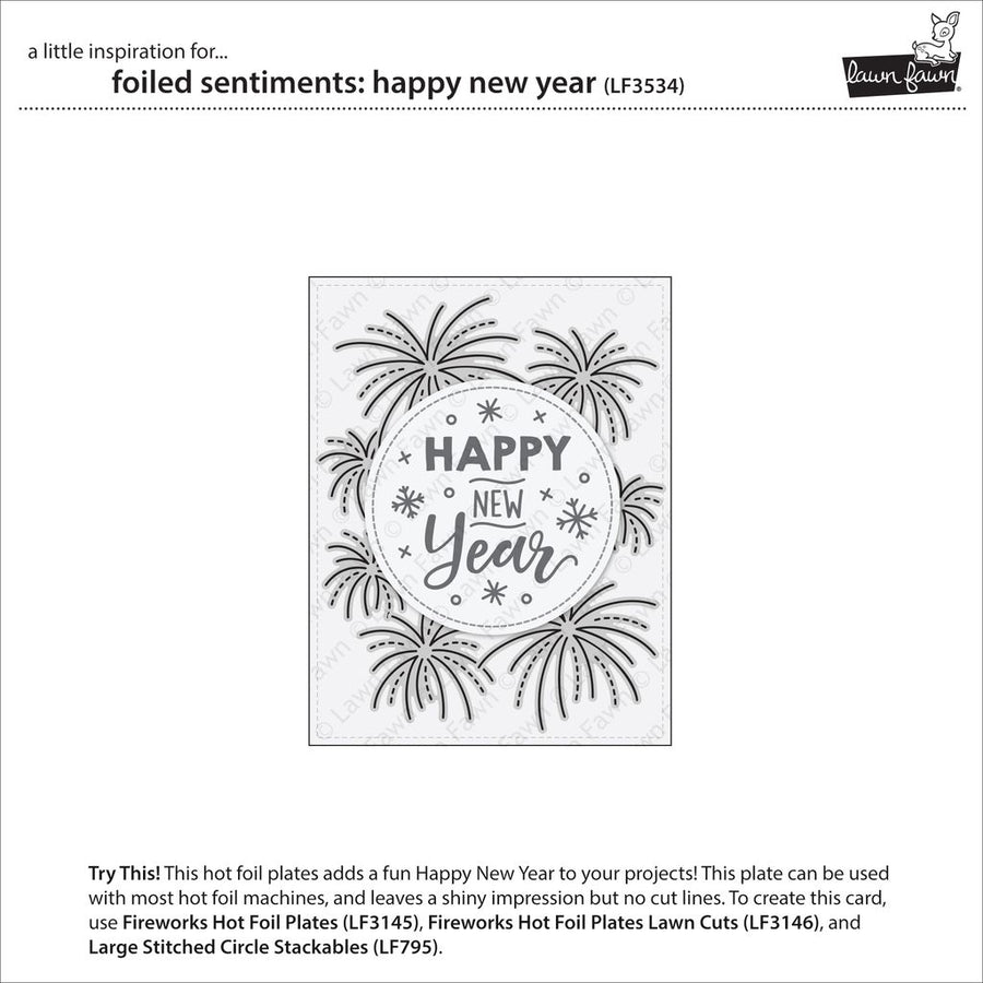 Lawn Fawn Foiled Sentiments: Happy New Year