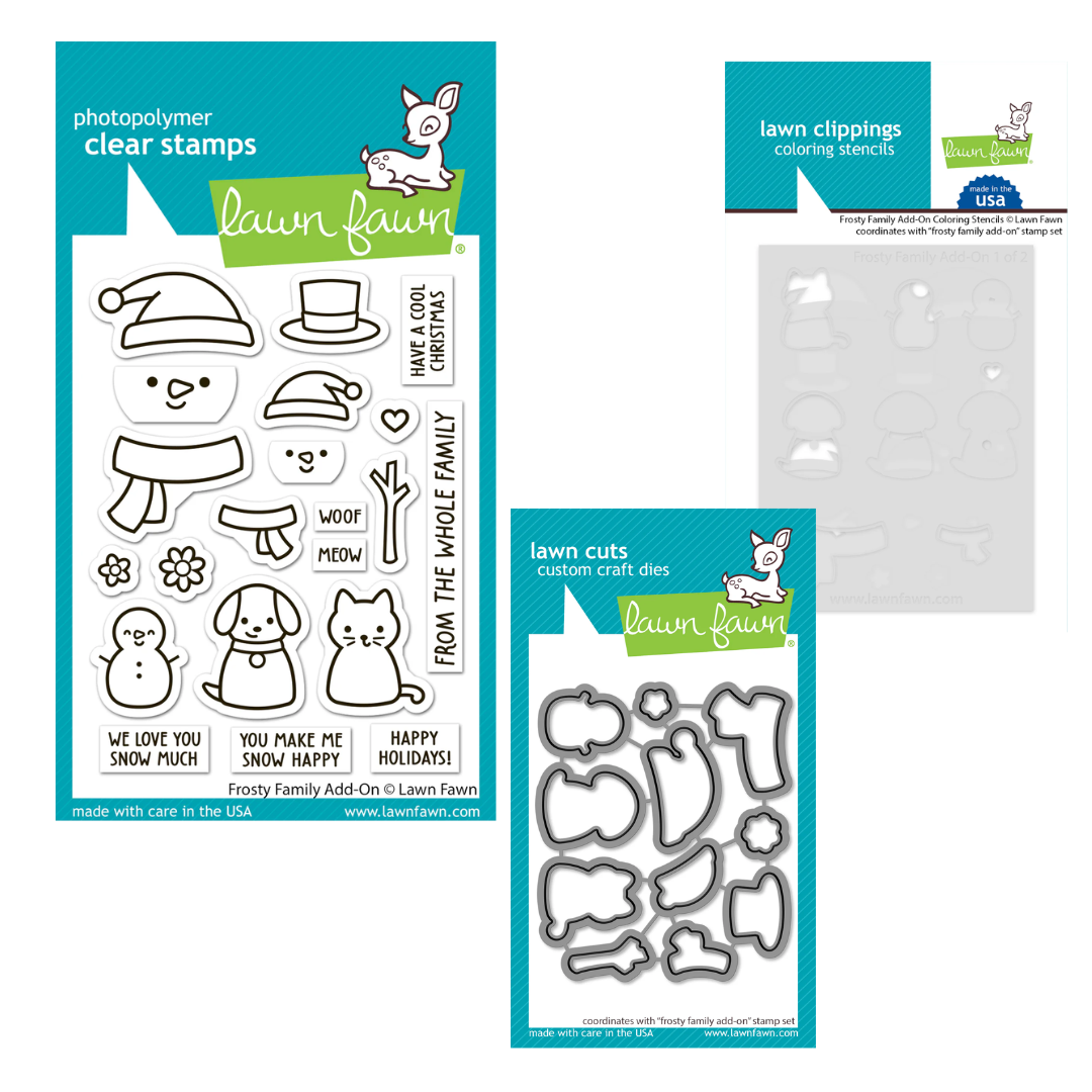 Lawn Fawn Frosty Family Add-On Stamp, Die & Stencil Bundle