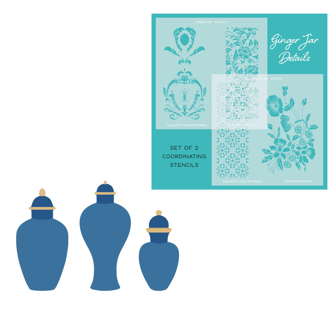 Honey Bee Stamps Lovely Layers: Ginger Jars Honey Cuts & Stencil Bundle