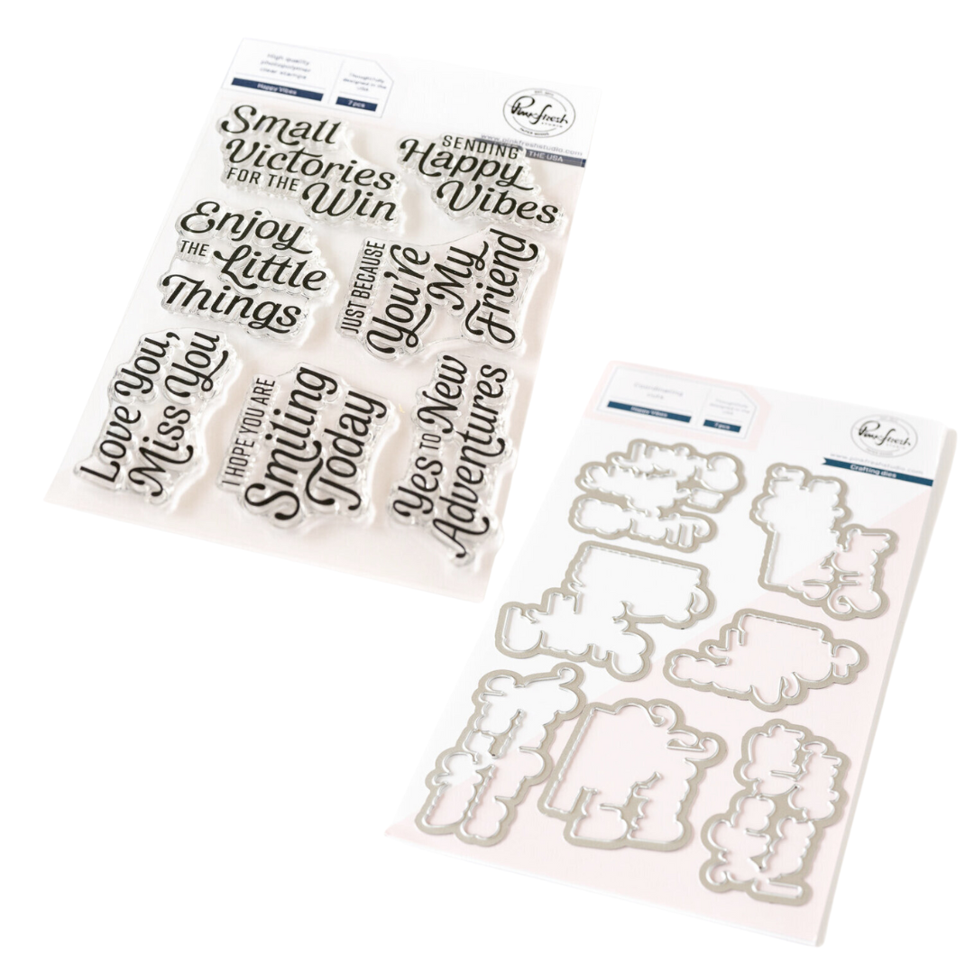 Pinkfresh Studio Happy Vibes Stamp & Die Set Bundle