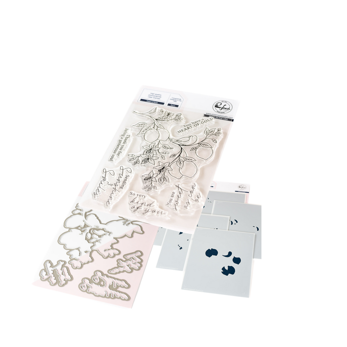 Pinkfresh Studio Heart of Gold Stamp, Die & Stencil Bundle