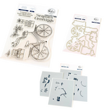 Holiday Bicycle Stamp, Die & Stencil Bundle