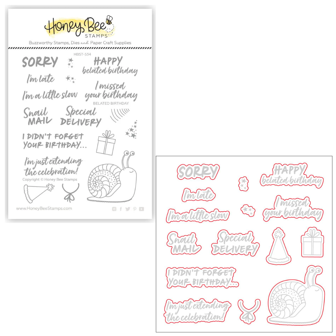 Honey Bee Belated Birthday Stamp & Die Set Bundle