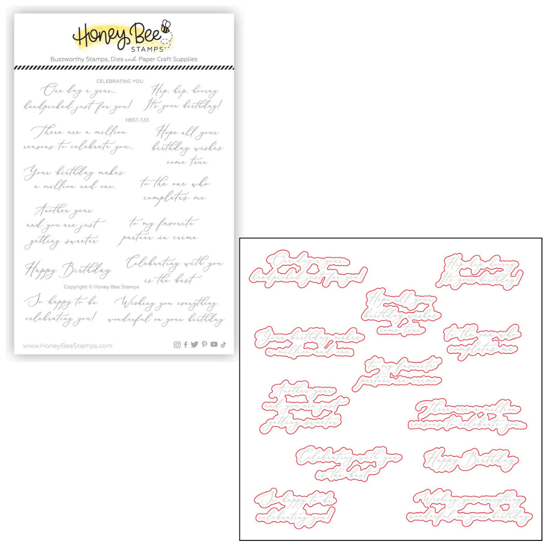 Honey Bee Celebrating You Stamp & Die Set Bundle