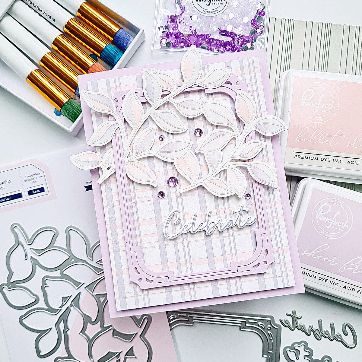 Pinkfresh Studio Joyful Day Stamp, Die, Stencil & Press Plate Bundle