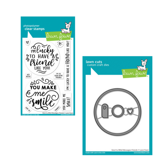 Lawn Fawn Give it a Whirl Messages: Friends Stamp and Die Set Bundle