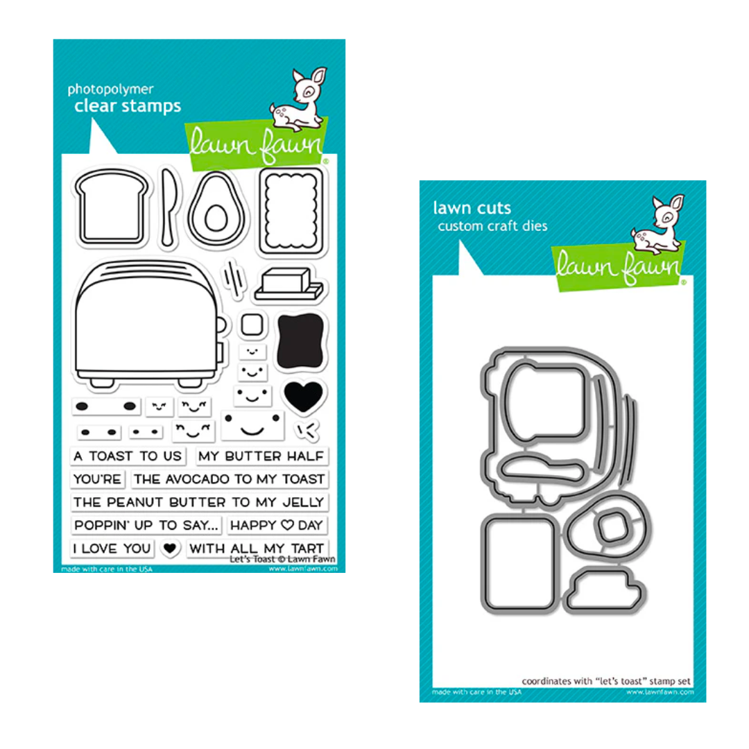 Lawn Fawn Let's Toast Stamp and Die Set Bundle