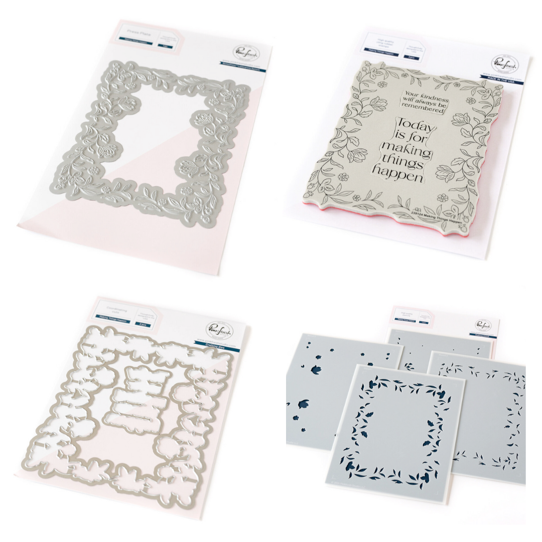 Pinkfresh Studio Making Things Happen Stamp, Die, Stencil & Press Plate Bundle