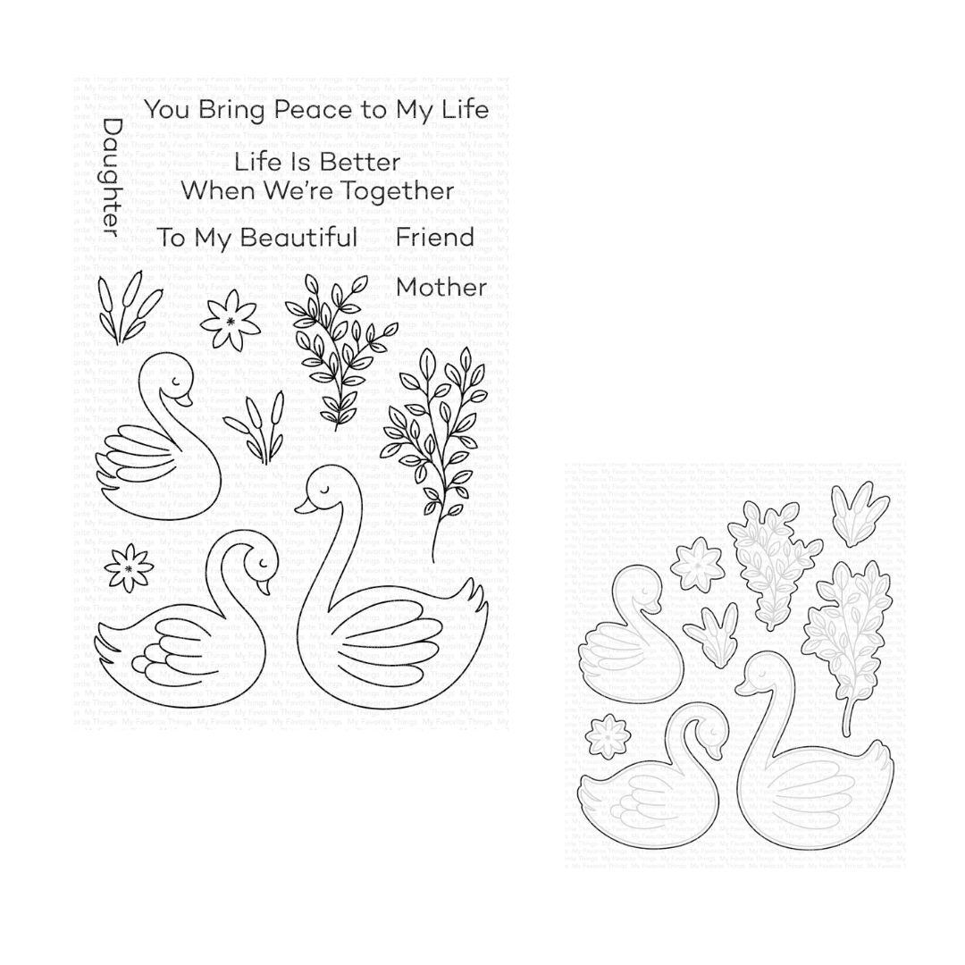 My Favorite Things Tranquil Swans Stamp & Die Set Bundle