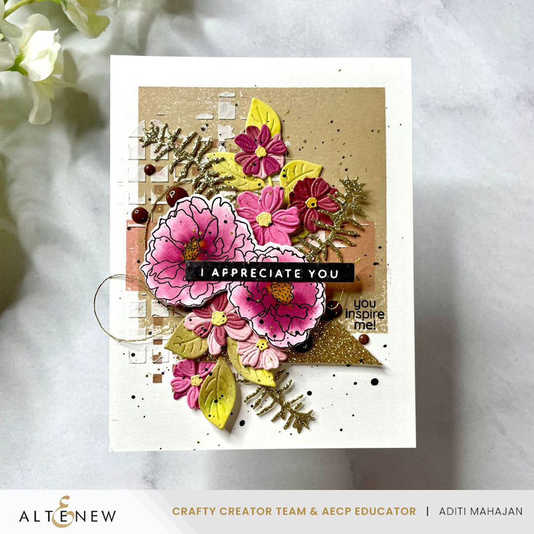 Altenew Mini Delight: A Floral Congrats Stamp & Die Set