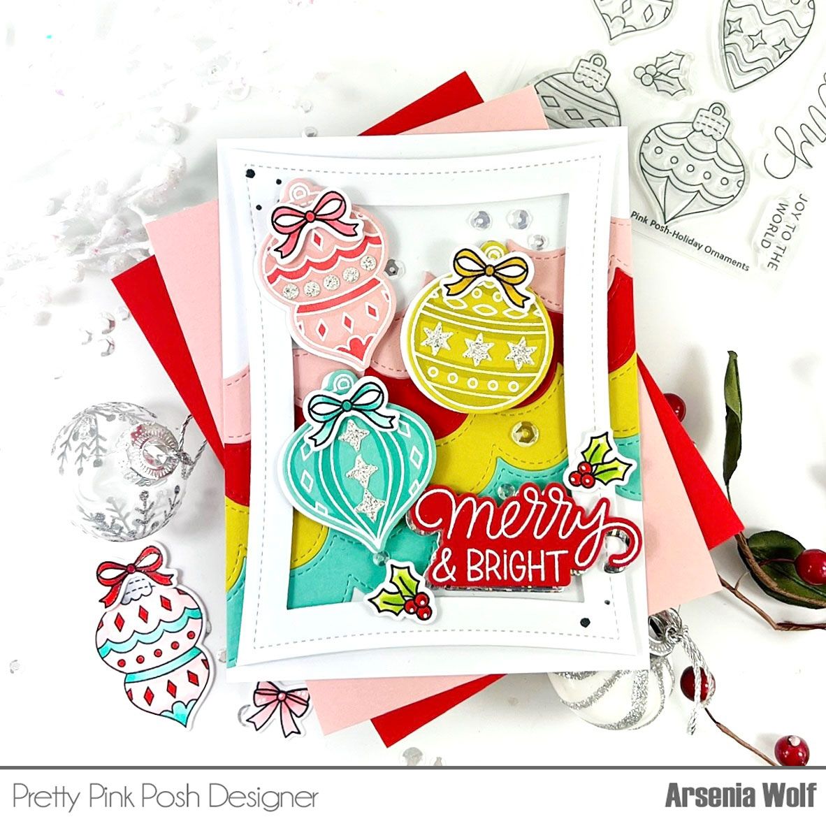 Pretty Pink Posh Holiday Ornaments Stamp & Die Bundle